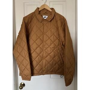 Nike Men’s Medium Lightweight Full-Snap Quilted Fill Jacket Flax FZ0634-224 NEW